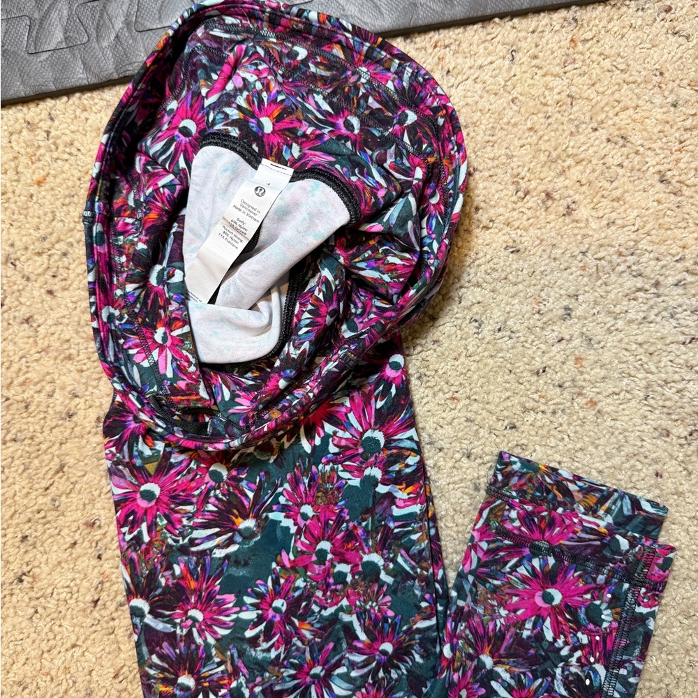 lululemon athletica Floral Leggings - Pink and Black